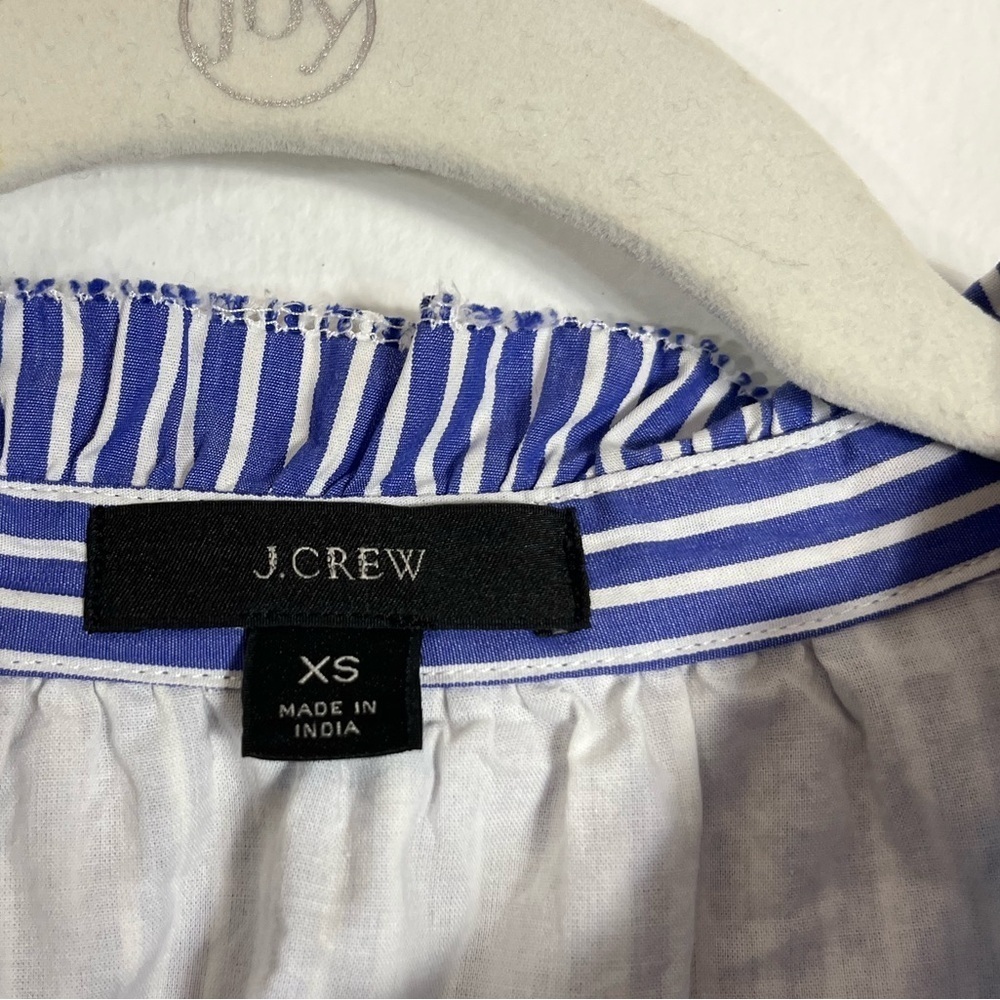 J. Crew Sleeveless Tiered Popover Dress in Mixed Stripe Blue White XS - Picture 6 of 8
